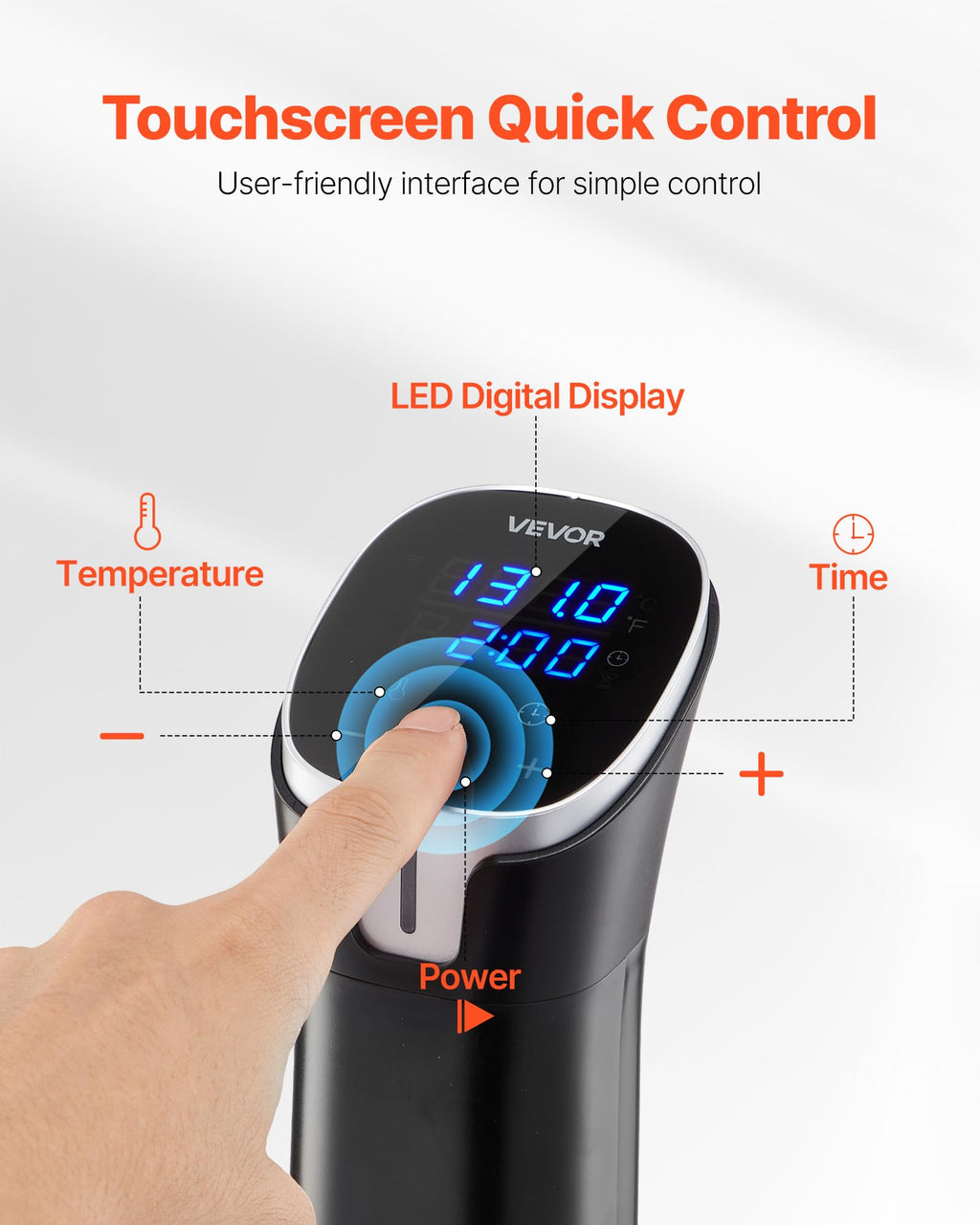 VEVOR Sous Vide Precision Cooker, 1100W Sous-Vide Cooking Machine, WIFI Immersion Circulator with LED Digital Display, Fast-Heating, Accurate Temperature & Timer Control, SUS304 Stainless Steel