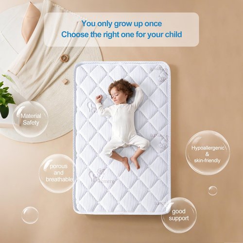 Feisaibaoly Pack and Play Mattress (38 “x26 ”x1.5),Skin Friendly Fabric, Soft, Breathable and Quiet, Provides Baby Friendly Support and Helps Healthy Spine Development,Pack and Play Topper.