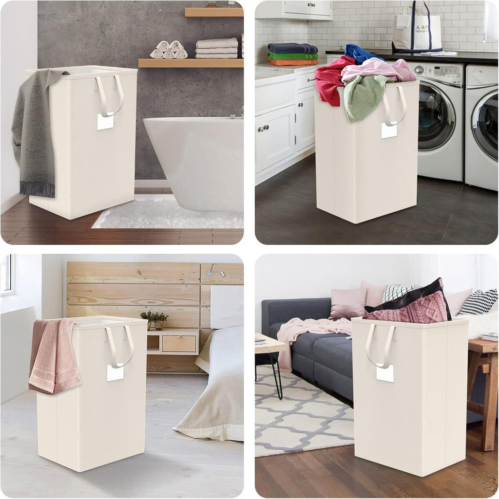 Skiennix 75L Large Laundry Hamper - Waterproof & Freestanding Design | Ivory Color for Bedroom & Bathroom