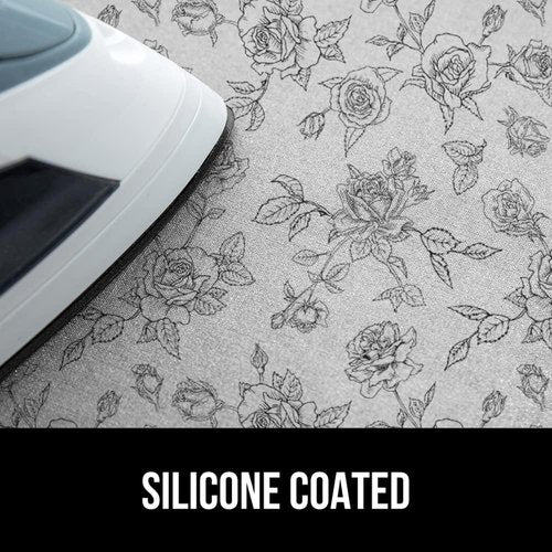 GORILLA GRIP The Original Ironing Board Cover and Pad, Silicone Coating, 400°F Scorch Resistant Thick Padding, Heavy Duty Iron Covers Standard Boards, Hook and Loop Fastener Strap, Gray Floral 28x24