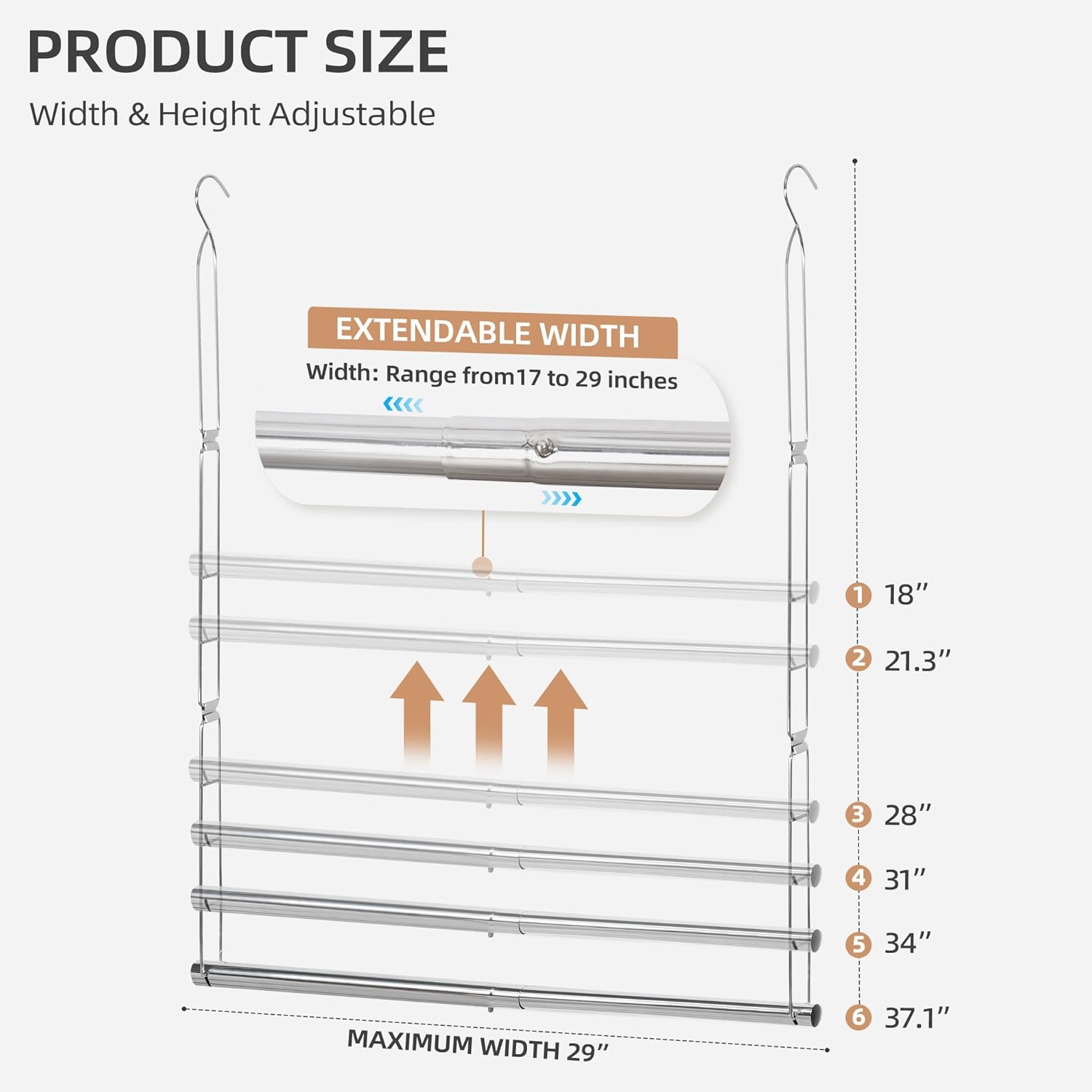 Storage Maniac Adjustable Closet Hanging Rod - Space-Saving Organizer for Clothes | Chrome Finish, 1 Pack
