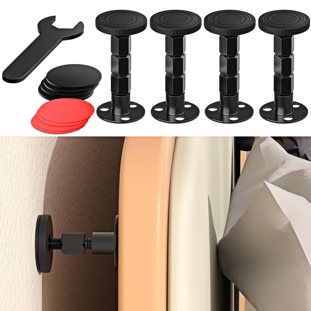 4PCS Adjustable Threaded Bed Frame Anti-Shake Tool, Upgraded Headboard stoppers with Free Furniture Pads, Easy Installation Bedside Anti-Shake Tool for Headboards, Cabinets and Sofas, 1.18-4.13in