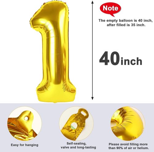 Gold Foil Number Balloons - 40 Inch 15th Birthday Decorations | Perfect for Weddings & Anniversaries