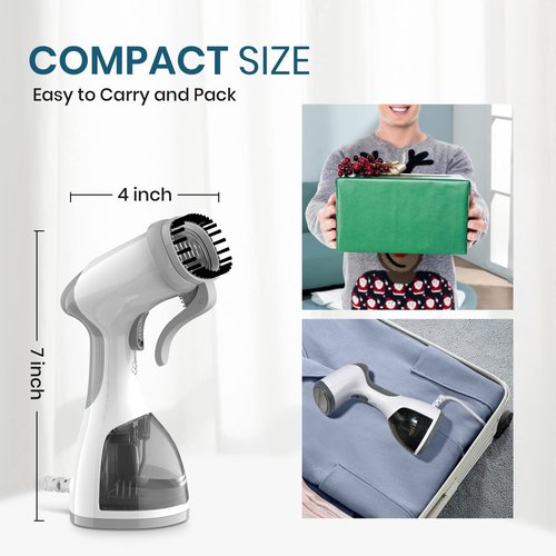 Steamer for Clothes, Kolohoso 1500W Fast Heat Up Handheld Garment Steamer, Portable Travel Clothing Fabric Steamer with Upgraded Nozzle and 260ml Water Tank (Grey)