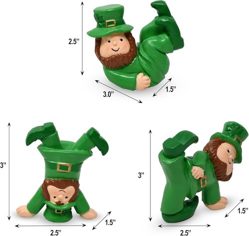 Gift Boutique St. Patrick's Leprechaun Figurines - Set of 3 Mini Resin Decor for Home & Garden