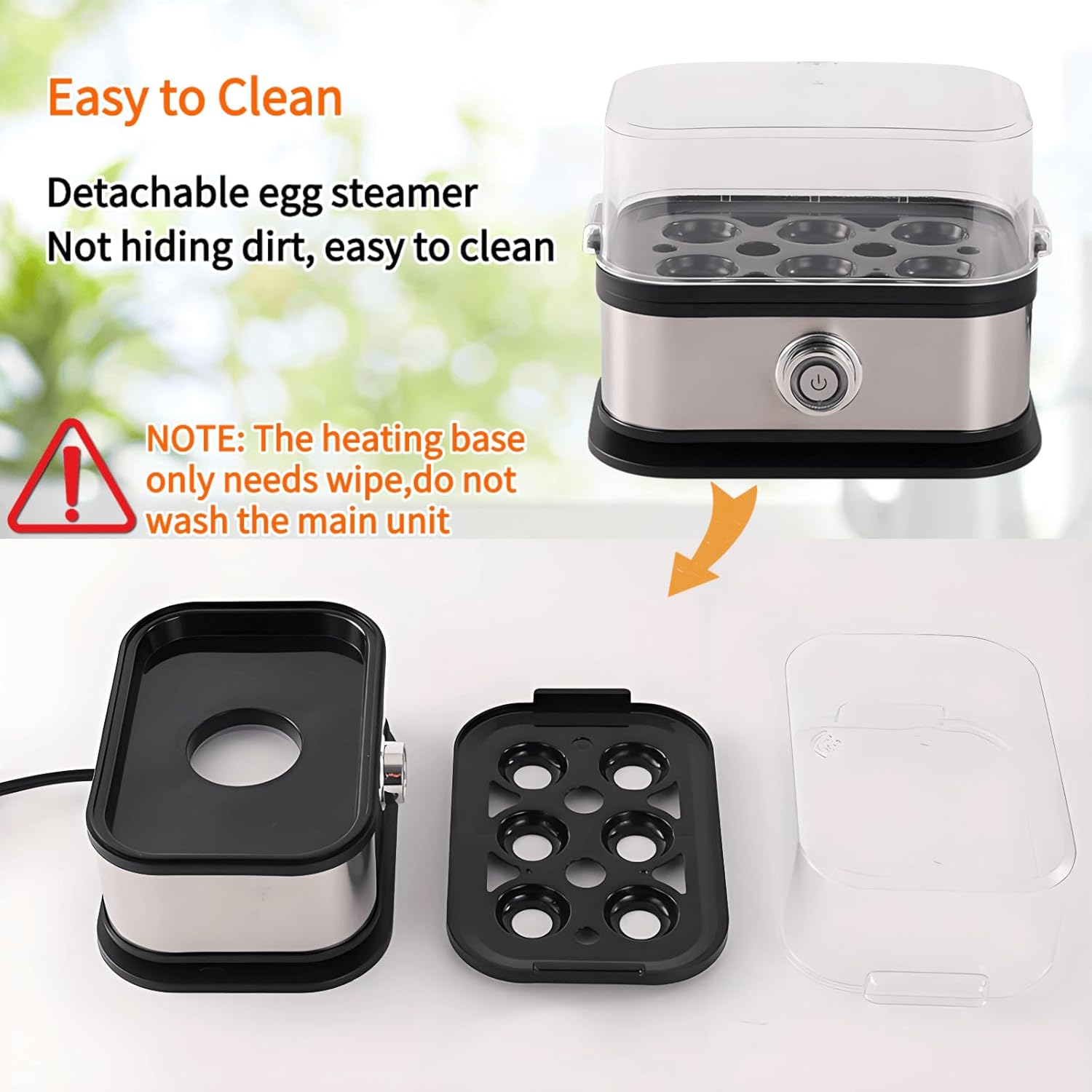 Rapid Egg Cooker - Electric Stainless Steel for 6 Eggs | Soft, Medium, Hard Boiled & Poached, BPA Free