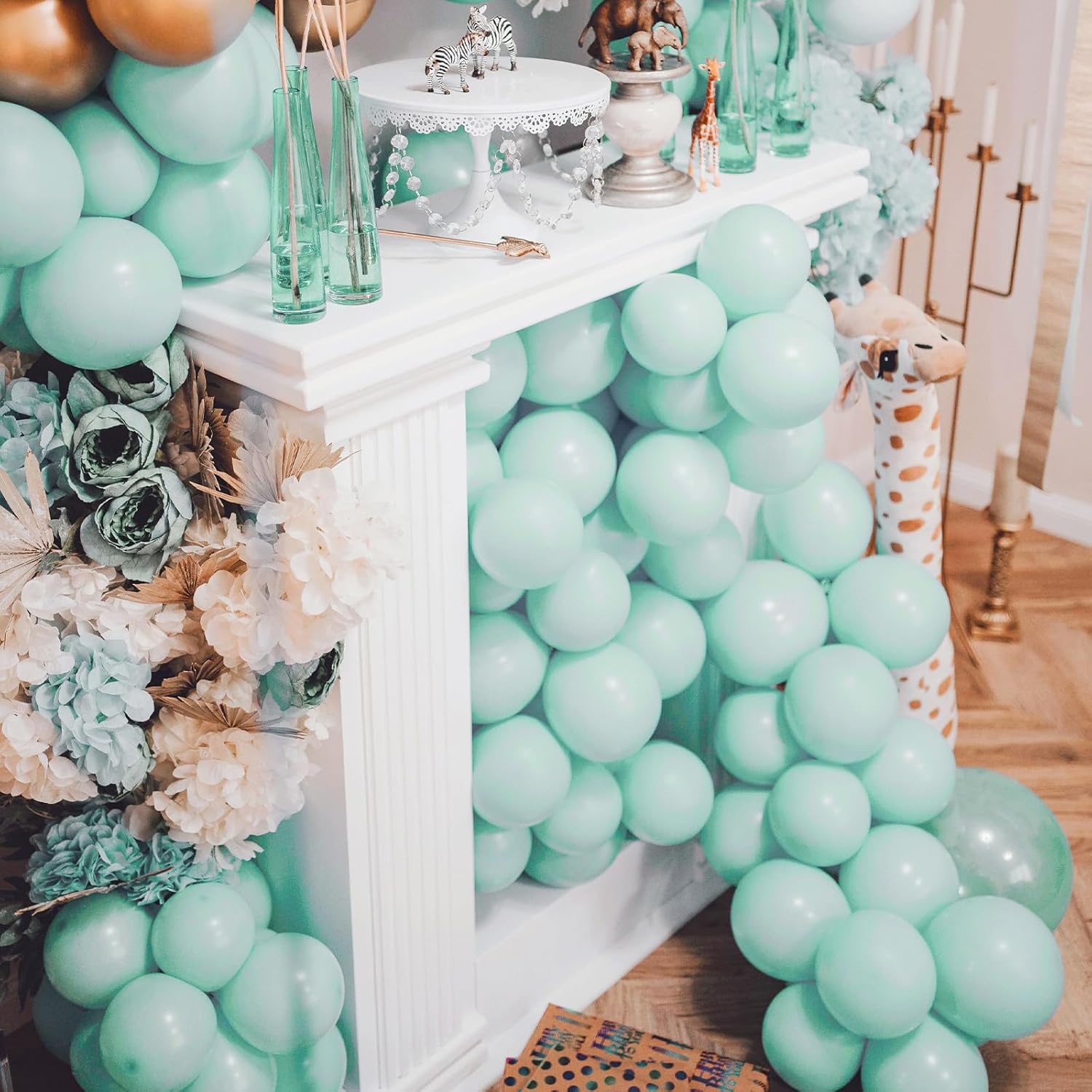 PartyWoo Teal Balloon Arch Kit - 127-Piece Set with 36, 18, 12, 10, & 5-Inch Balloons for Baby Showers, Weddings & Birthdays