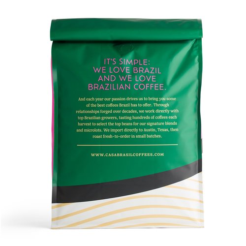 Casa Brasil Samba Blend Whole Bean Coffee – Medium Dark Roast – Chocolate, Toasted Almond, and Malt – Brazilian Specialty Coffee – 5lb Bag