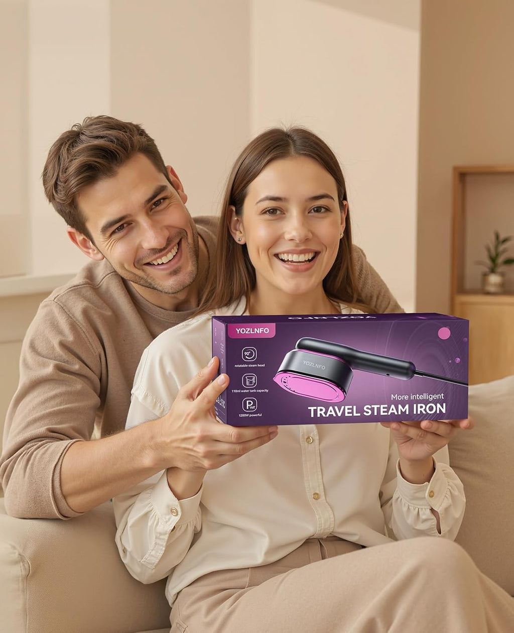 Skiennix Portable Travel Steamer - 2-in-1 Mini Handheld Iron with Fast 15s Heat Up - Purple Pink Color
