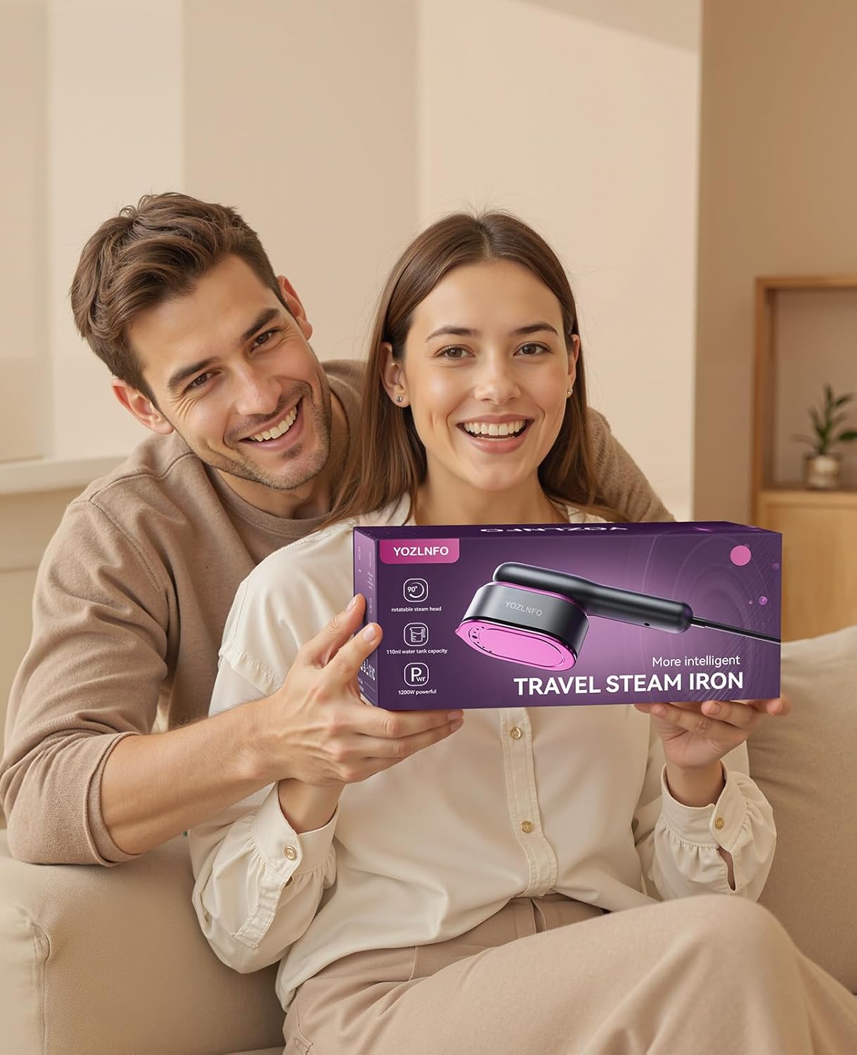 Skiennix Portable Travel Steamer - 2-in-1 Mini Handheld Iron with Fast 15s Heat Up - Purple Pink Color