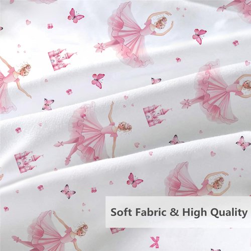 NiuOne Kids Queen Sheets 4Pcs Princess Sheets Cute Queen Sheet for Girls Ballet Dancer Bedding Pink Girls Decoration Bedroom Bedding