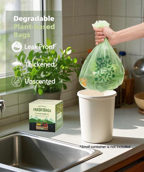 AYOTEE Small Compost Bags 2.6 Gallon Trash Bag, 150 Count Compostable Trash Bags 2.6 Gallon Compost Bag for Countertop Bin 1.3,2,3 Gallon, Small Waste Basket Liners for Bathroom Kitchen Office