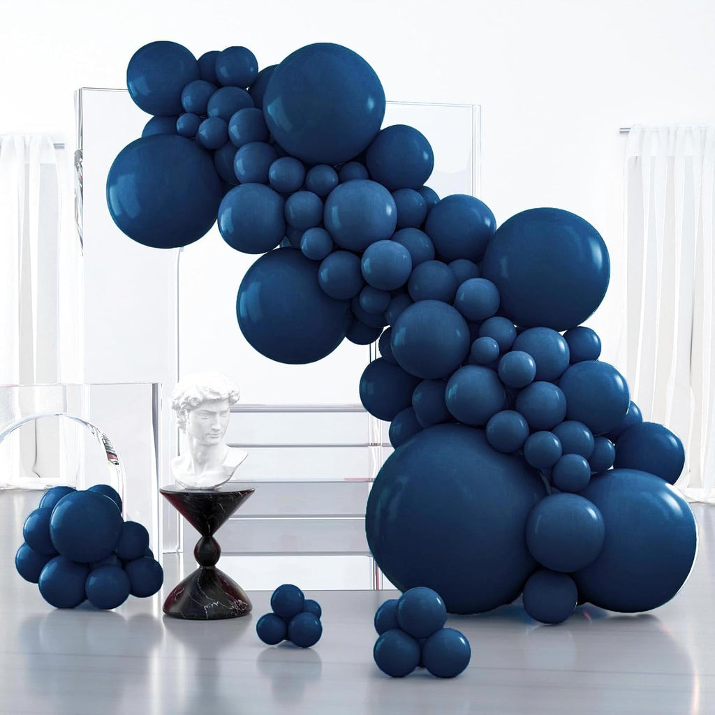PartyWoo Navy Blue Balloon Arch Kit - 127-Piece Set in Various Sizes for Graduation, Weddings & Birthdays