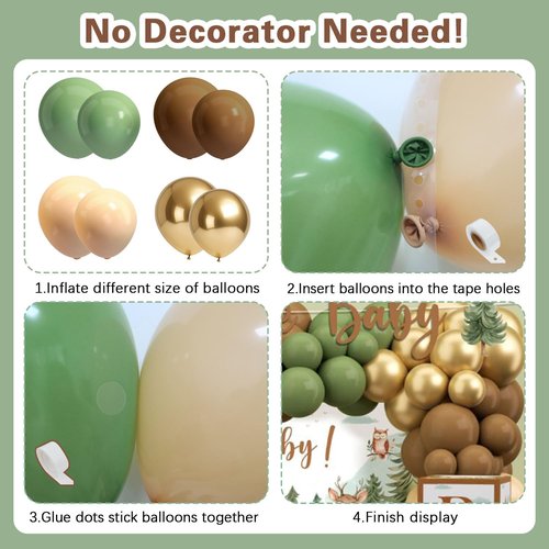 Woodland Baby Shower Decorations, Woodland Animals Themed Decor with Balloon Garland Arch | Baby Box | Tablecloth | Banner | Cake Topper for Neutral Forest Party