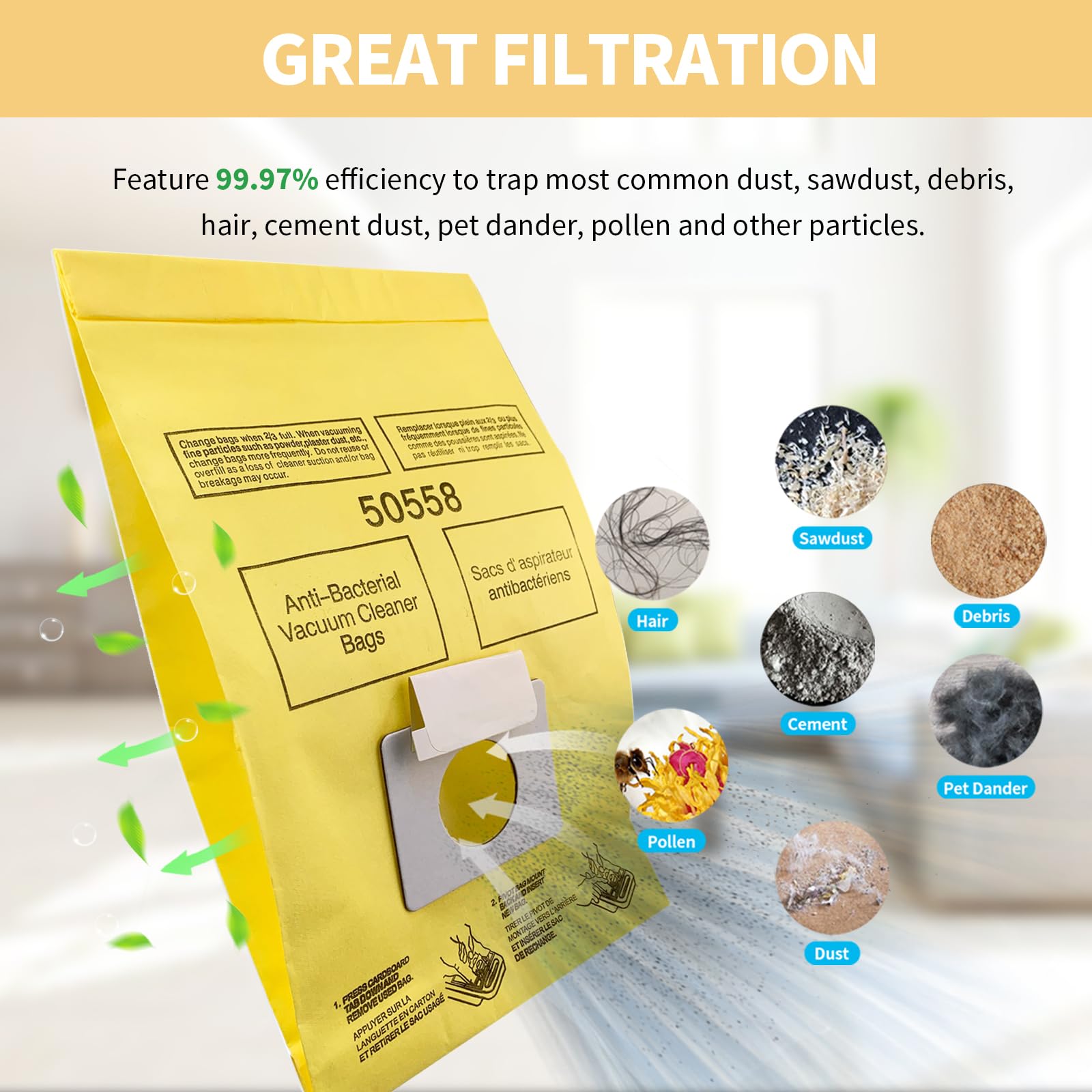 Gudotra 20 Pack Vacuum Bags Replacement for Ken.more Canister Vacuum Bags Type C/Q C Q 5055 50557 50558 50403 Pan.asonic Type C-5 C-18 Vacuum Cleaner