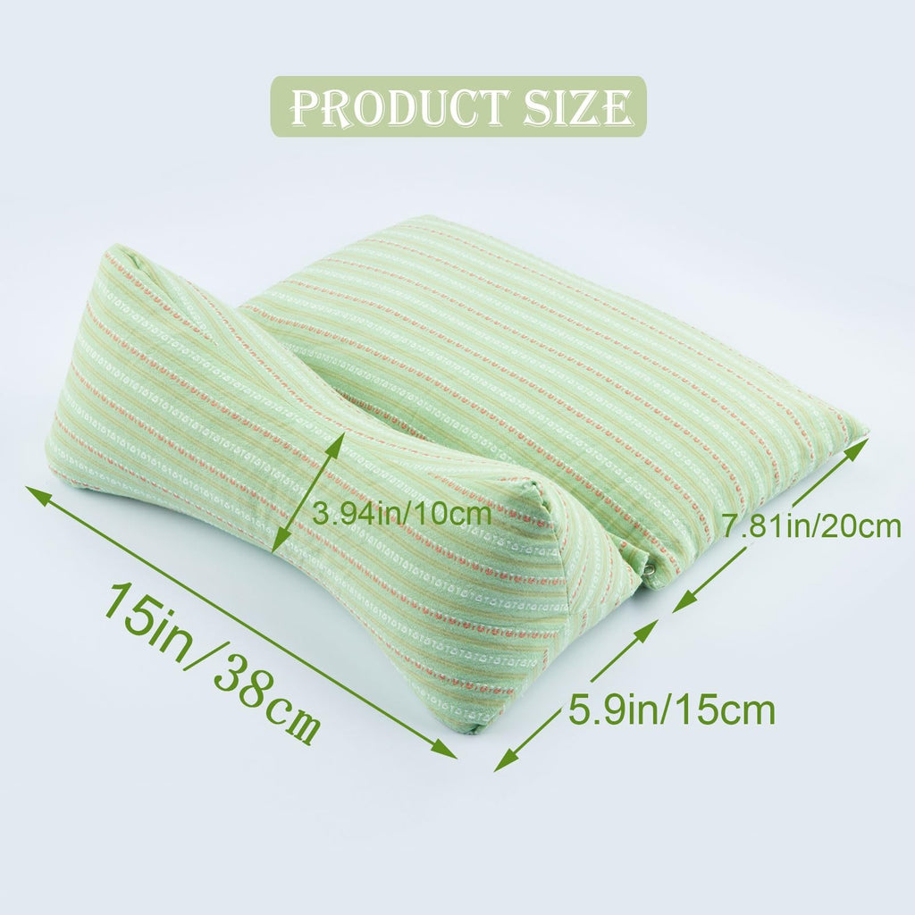 ZHIWEIKJ Dog Bone Neck Support Pillow with Buckwheat Hull Adjustable Cervical Pillow 3D Stripes Print Lumbar Pillow Separable Design Soft Breathable(Large)