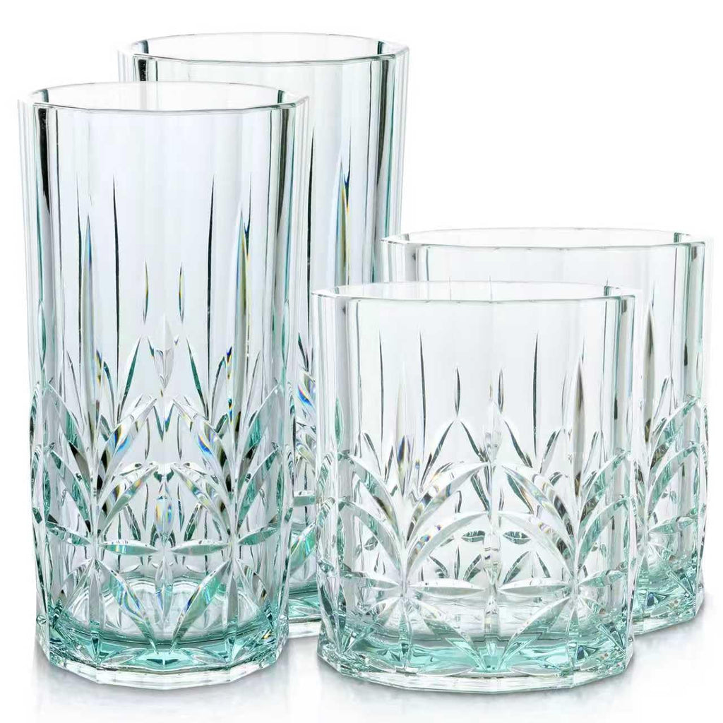 BELLAFORTE Shatterproof Tritan Plastic Drinking Glasses. 13oz & 18oz Water Glasses Set of 6 - Myrtle Beach Glasses Drinking - Unbreakable Tumblers for Parties - BPA Free, Dishwasher Safe (Clear)