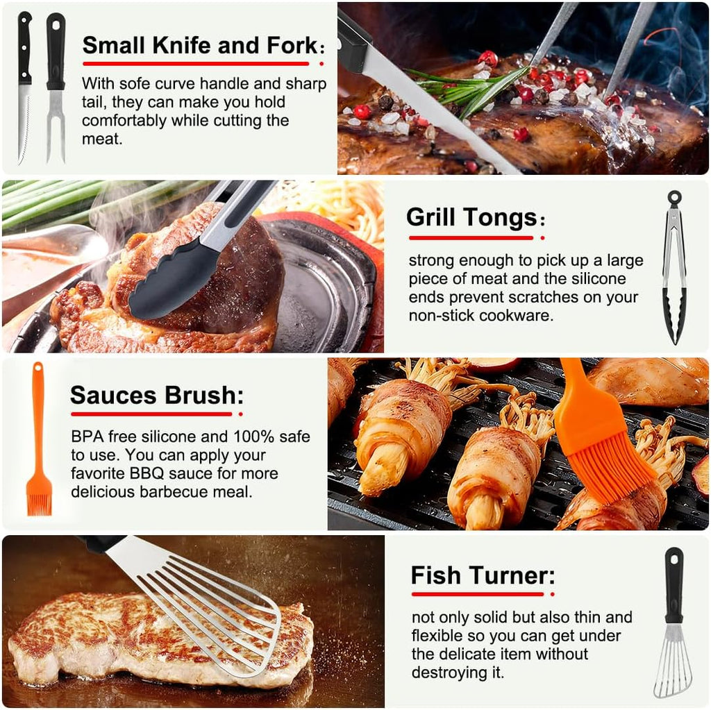 Blackstone Griddle Accessories Kit - 142 PCS Flat Top Grill Set with Spatulas, Basting Cover & Scraper