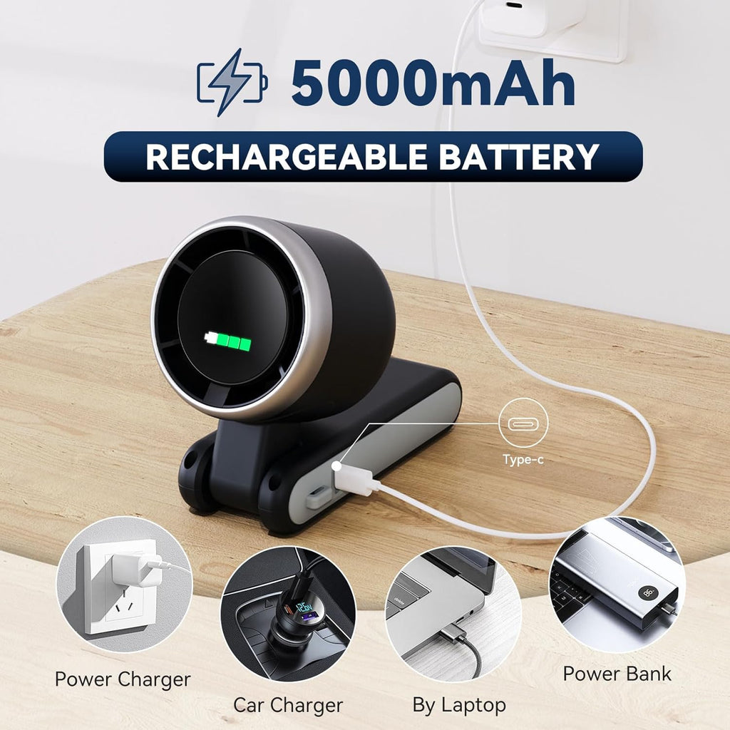 PlayHot Portable Handheld Turbo Fan - Compact Black Design with USB-C Cable for On-the-Go Cooling