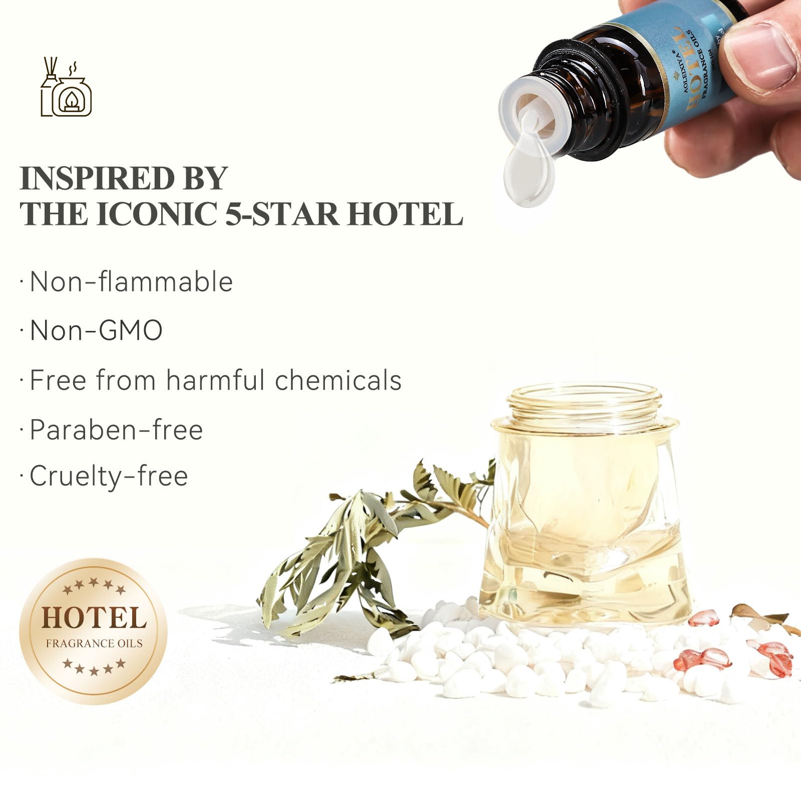 Hotel Diffuser Oil Gift Set - Inspired by 5-Star Hotel Fragrance Oil Set - My Way, White Tea,Baccarat,Four Seasons,Dubai,Beachfront Villa,Paris Coast