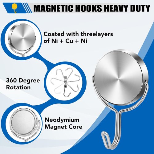 LOVIMAG Magnetic Hooks - 80Lbs Heavy Duty Strong Magnetic Hooks for Cruise Cabins & Essentials | 15 Pack
