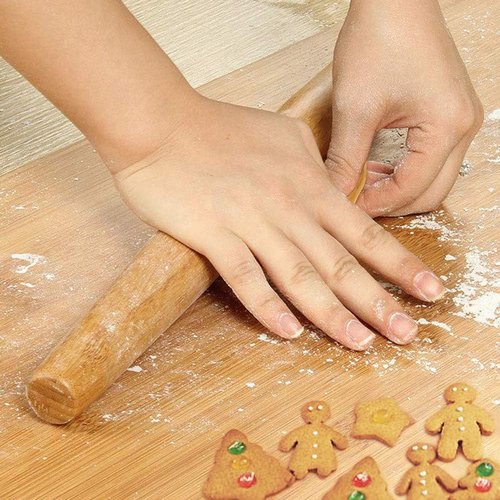 Classic French Bamboo Rolling Pin - 13-Inch Wooden Kitchen Tool for Baking Pizza, Dough, and Cookies