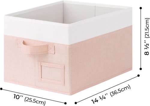 Granny Says Storage Baskets - Medium Fabric Organizing Bins | Pink & Ivory, 3-Pack for Closet & Shelf