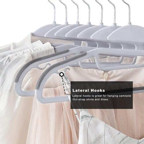 BAGAIL Plastic Hangers - 50 Pack Non-Slip Design with 360° Swivel Hook | Space-Saving Grey Organizers for Shirts & Pants