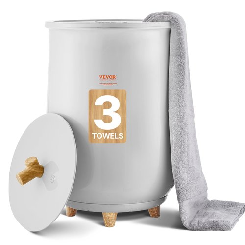 VEVOR Towel Warmer Bucket, 20L Large Towel Warmer for Bathroom, Auto Shut Off Towel Heater Fits up to Two 40"x70" Oversized Towels, Bathrobes, Blankets, 4-Level Timer Towel Warmer Ideal for Spa, Gray