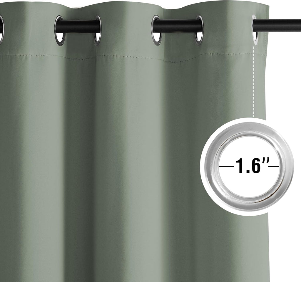 NICETOWN Room Darkening Curtains - Sage Green Drapery Panels, 52"W x 102"L for Light Control