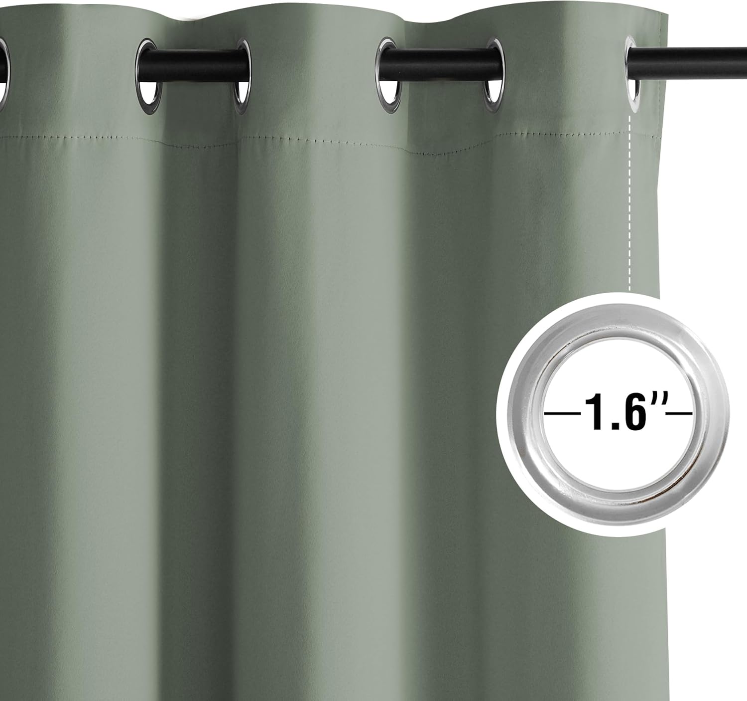 NICETOWN Room Darkening Curtains - Sage Green Drapery Panels, 52"W x 102"L for Light Control