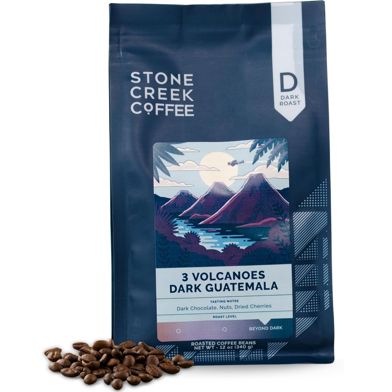 Stone Creek Coffee Dark Roast Whole Bean Coffee - Smooth & Fresh 12 Ounce Pack | Dark Chocolate Notes