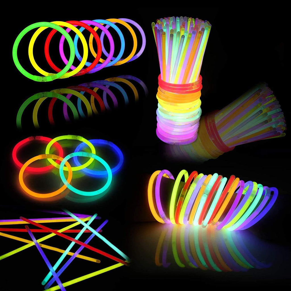 HONLYNE 200 Pcs Glow Sticks Bulk Party Pack, 8'' Glow in the Dark Party Supplies, Glow in the Dark Light Up Sticks with Connectors, Party Favors for Birthday, Concert, Raves, Halloween, Christmas
