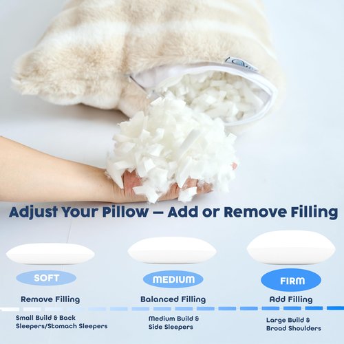 OMEO Winter Fluffy Full Body Pillow – Memory Foam Pregnancy Pillow, Nursing Pillow for Side Sleepers, Weighted Body Pillow for Adults, Beige Camel