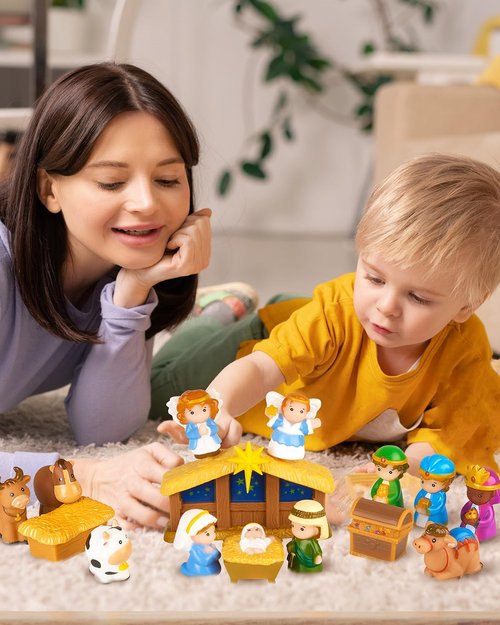 HARDWIND Nativity Set for Kids - 25-Piece Christmas Story Playset Figurines | Toddler-Friendly Design