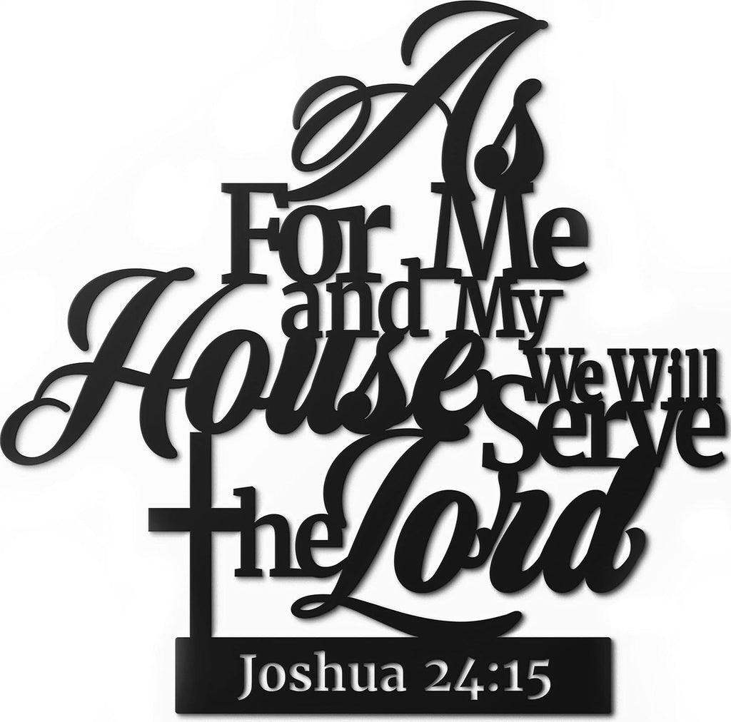 Vivegate Metal Bible Verse Wall Sign - "As For Me And My House" Christian Decor | Black 02