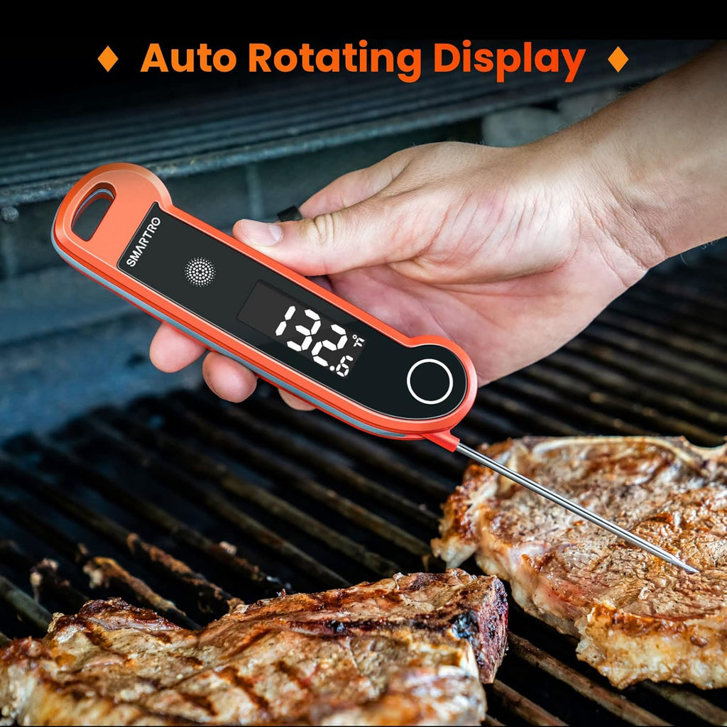 SMARTRO ST49 Digital Meat Thermometer - Instant-Read with Ambidextrous Backlit for Grilling, BBQ & Cooking