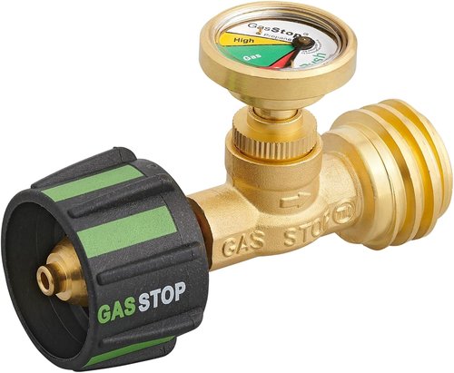 GasStop - Propane Tank Gauge with Leak Detector & Emergency Shut-Off | Universal Pressure Indicator for RVs & Campers