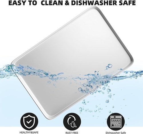 CROSSON Cookie Sheet Pans Set of 3 - Commercial Grade Aluminum Baking Trays | 16x24 Inch Jelly Roll Pan