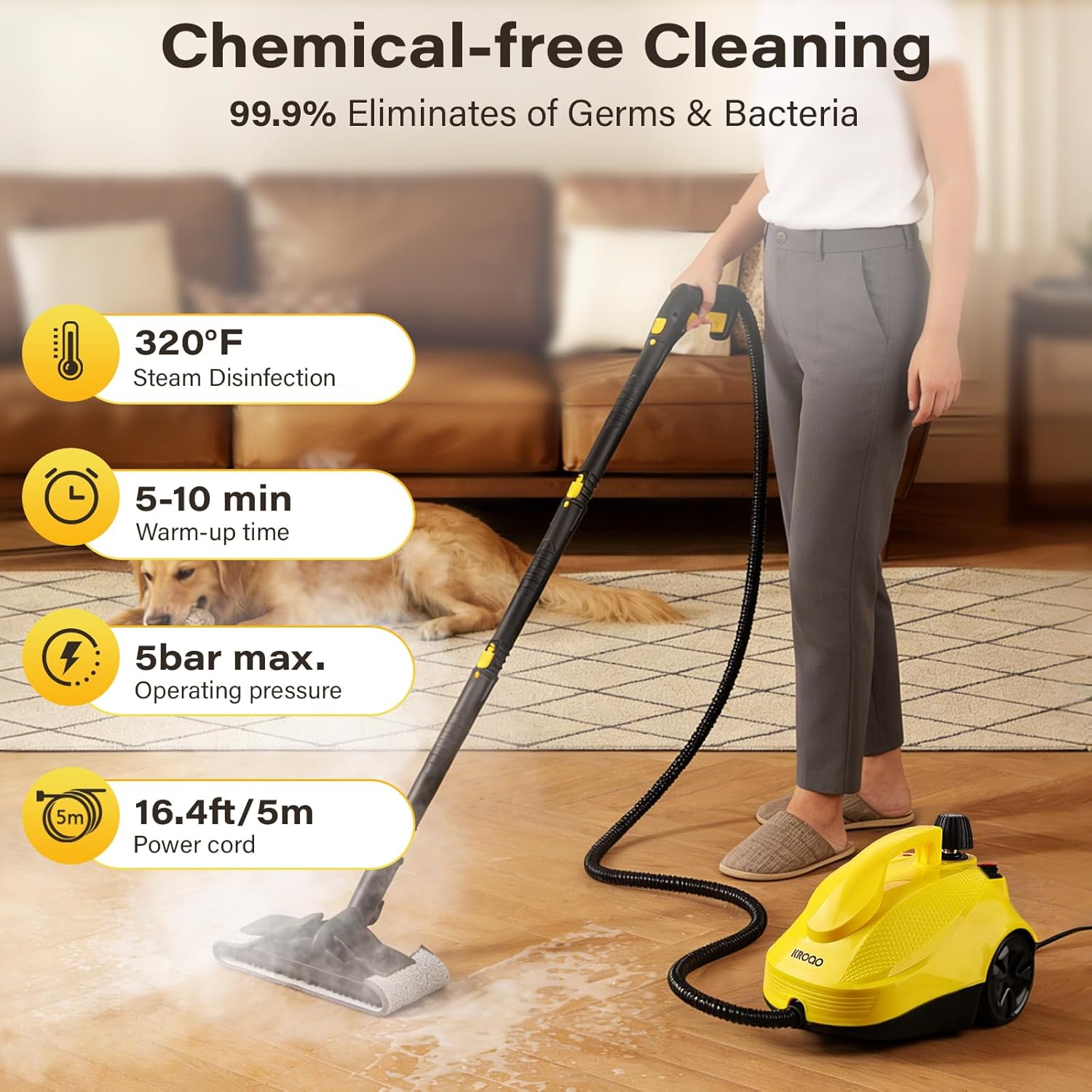 Skiennix Steam Cleaner - Powerful Multipurpose Steamer with 23 Accessories | 16.4ft Power Cord for Home Cleaning