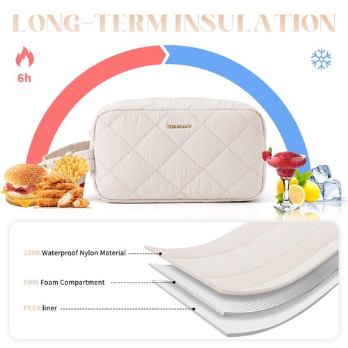 Small Cooler Bag Freezable Lunch Bag for Work School Travel,Small Lunch Bag,insulated snack bag,Mini Cooler,Lunch bag small Fit For Yogurt(Beige)