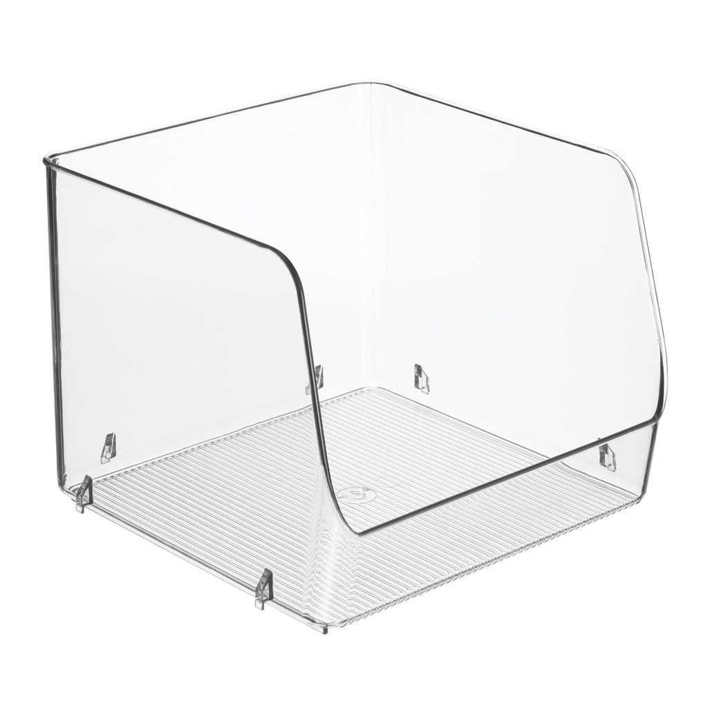 iDesign Open-Front Storage Bin - All-Purpose Bin for Kitchen, Bathroom, or Office - Clear - Made in USA