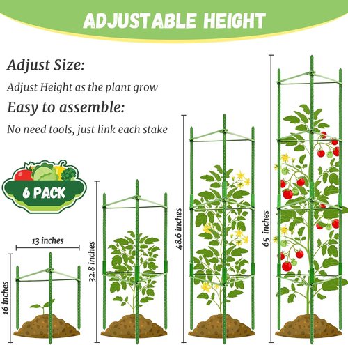 Legigo Tomato Cage - 6-Pack Garden Plant Support Up to 48 Inches | Ideal for Climbing Vegetables & Flowers