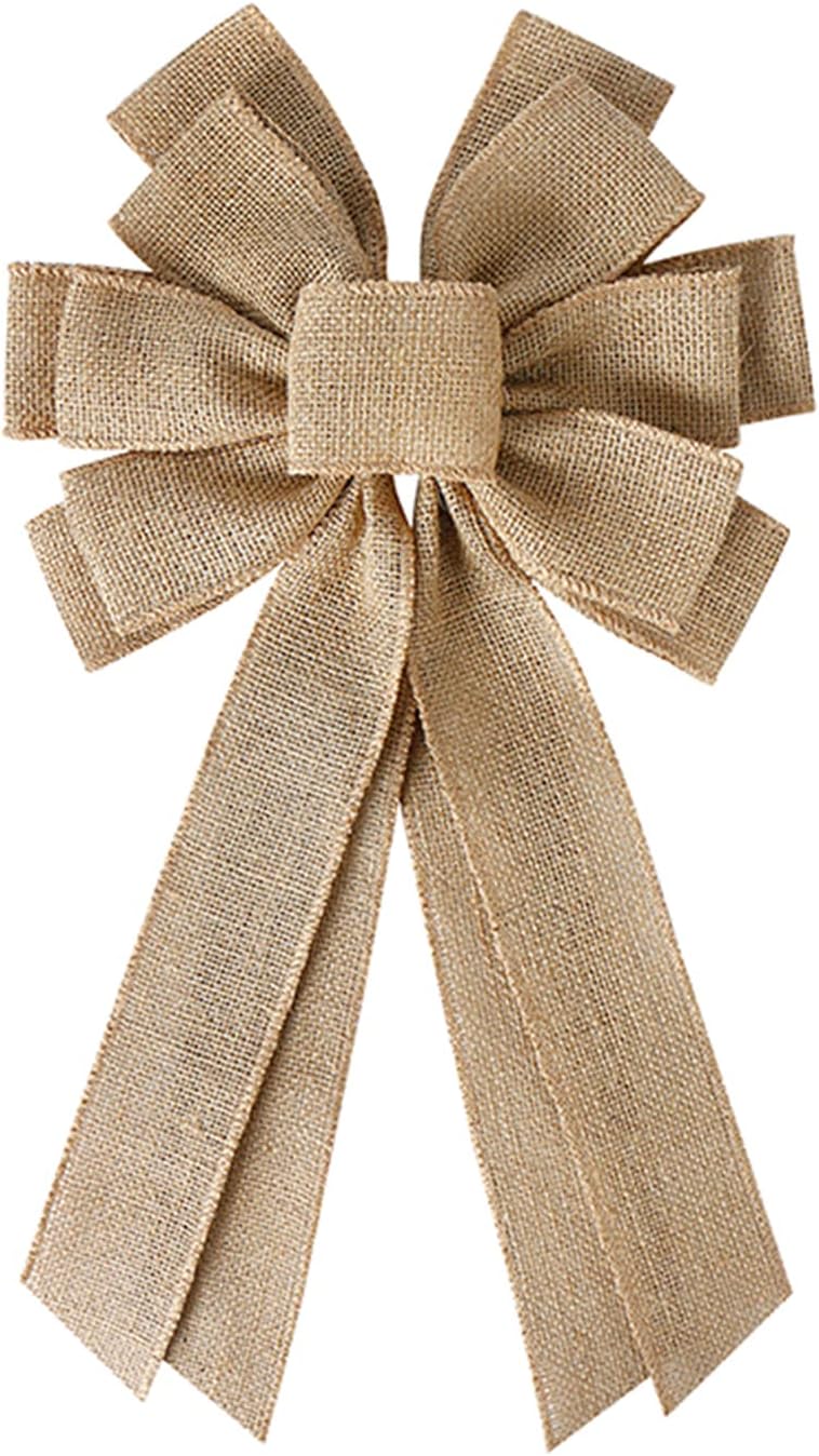 Natural Burlap Wreath Bow - Large Rustic Jute Decorative Bow for Home, Weddings, and Seasonal Decor