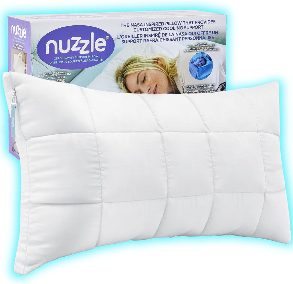 Nuzzle Cooling Adjustable Pillow - Queen Size Luxury Bed Pillow for Side Sleepers | Soft & Firm Support