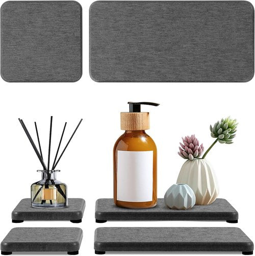 Diatomite Coasters by [Brand Name] - Quick Drying Water Absorbing Stone Tray | 4PCS for Bathroom & Kitchen
