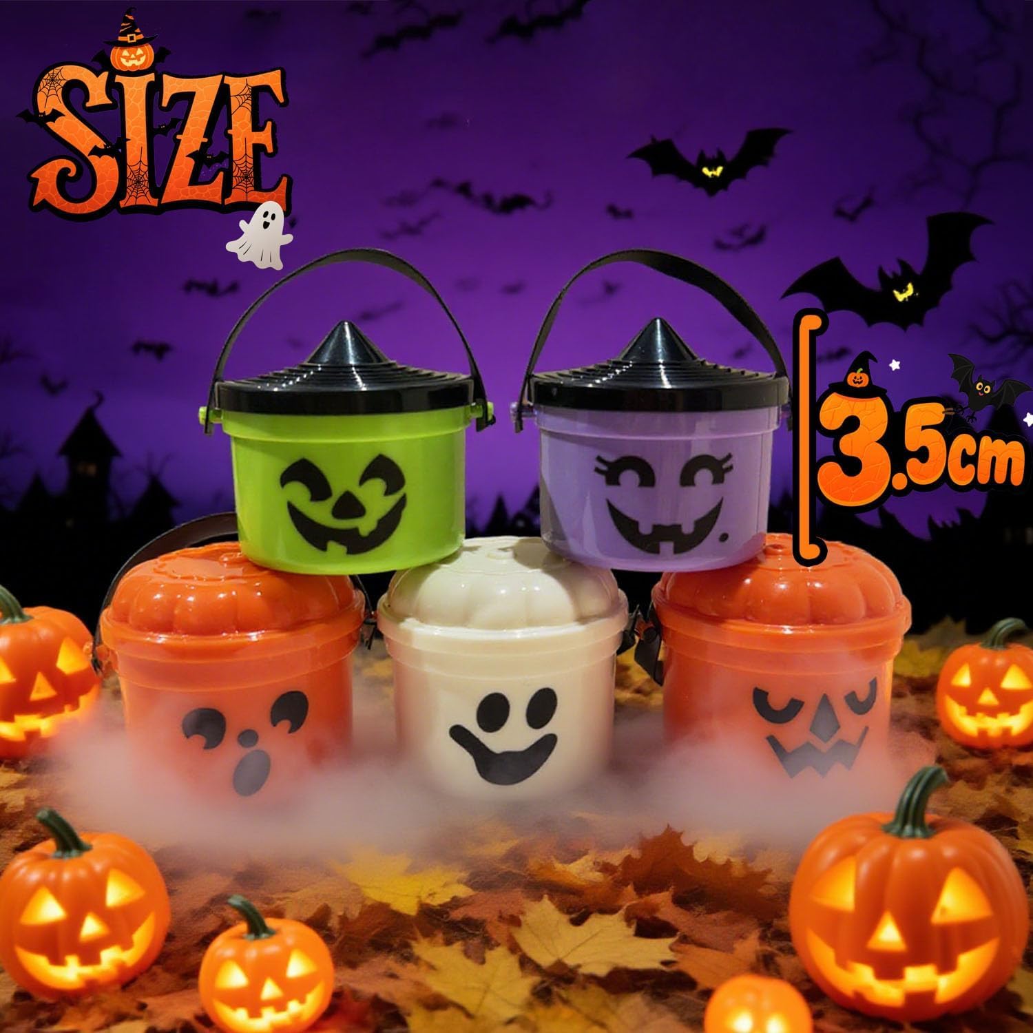Spooky Mini Boo Bucket Figurines, Mini Halloween Nostalgia Bucket, Halloween Candy Bowl,Trick or Treat