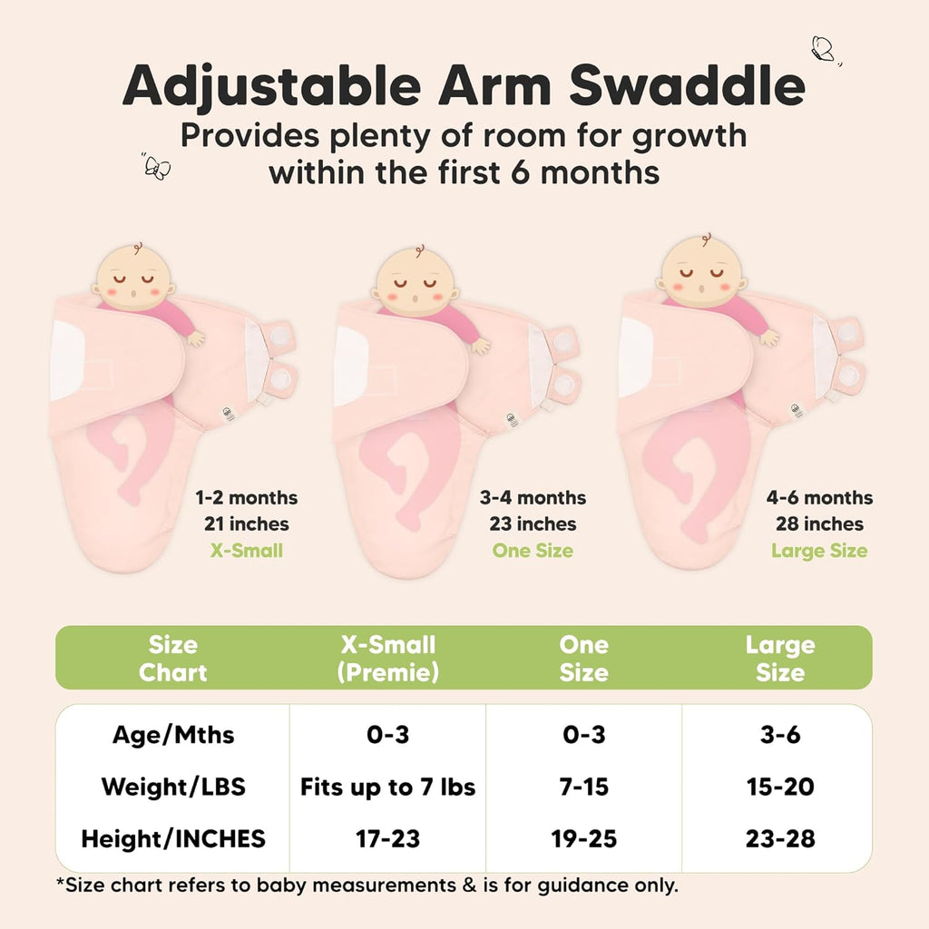 Skiennix Organic Baby Swaddle Sleep Sacks - Soft & Snug for Newborns 3-6 Months | 3-Pack (Angelic, L)