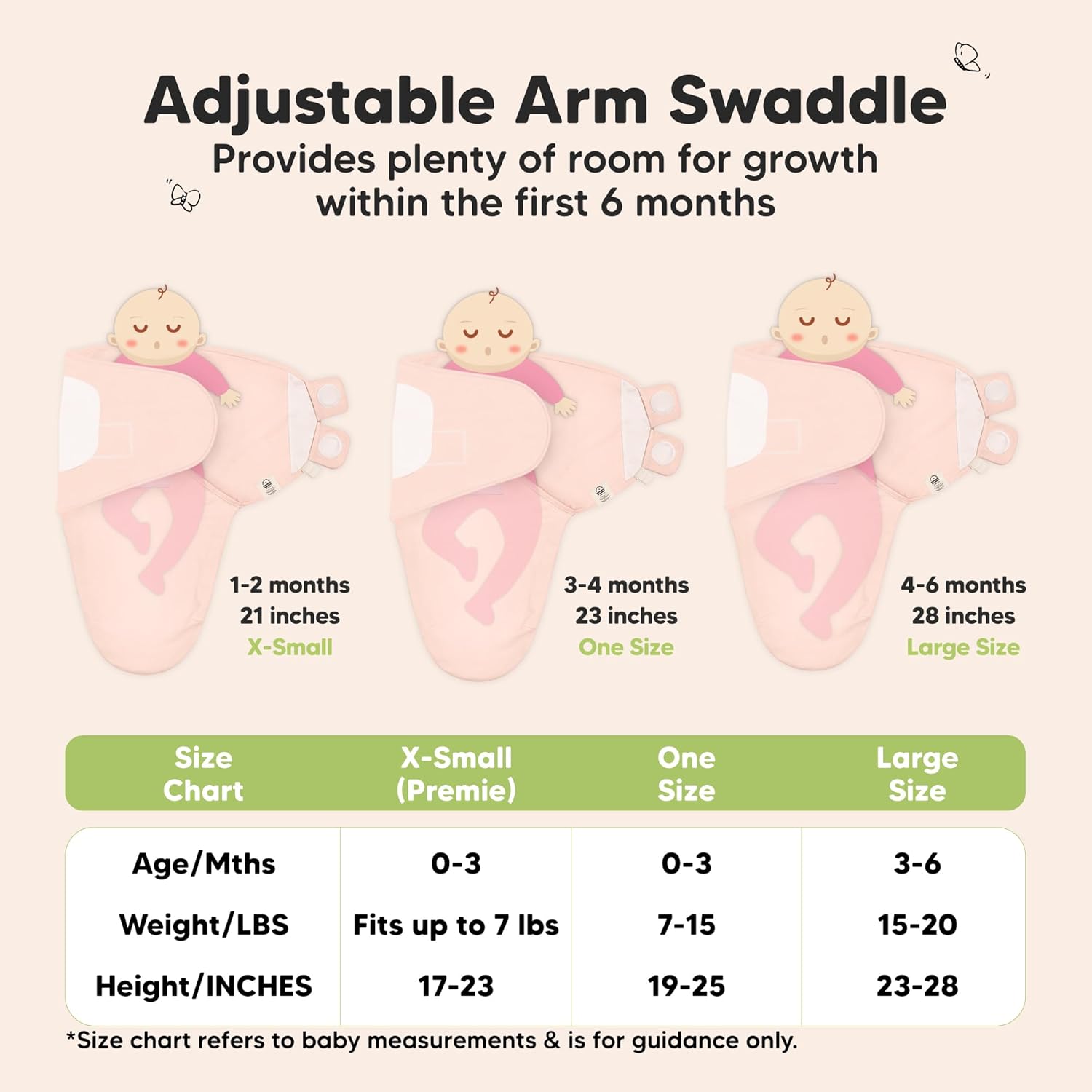 Skiennix Organic Baby Swaddle Sleep Sacks - Soft & Snug for Newborns 3-6 Months | 3-Pack (Angelic, L)