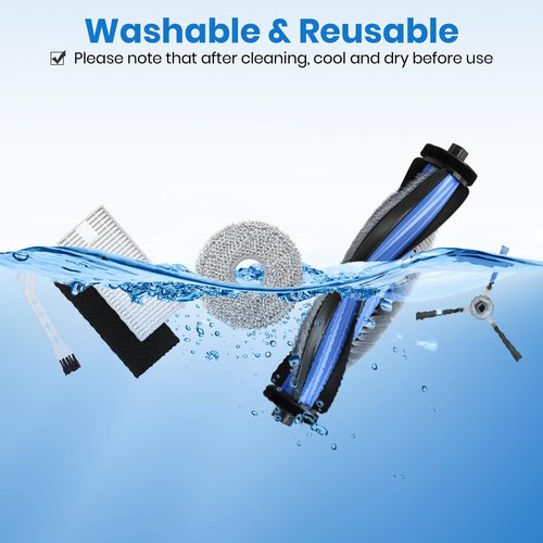 Bluevisk M3 Replacement Parts for Lefant M3 Accessories Robotic Vacuum Cleaner Parts 2 Roller Brush,4 HEAP, 6 Mops, 6 Dust Bags, 6 Side Brushes, 1 Clean Brush